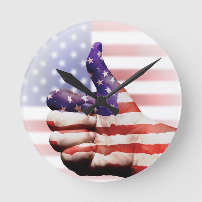 Upp med tummarna! rund klocka (Framsida)