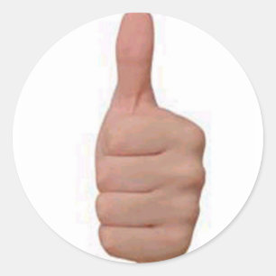 Upp med tummarna! runt klistermärke