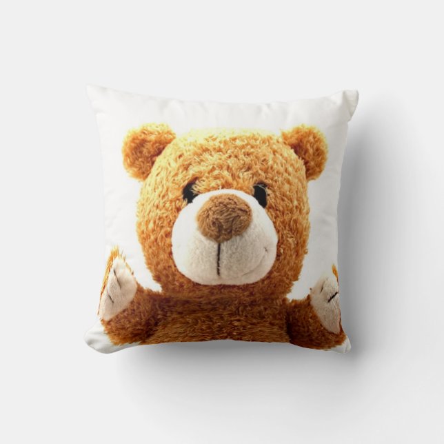 Upp nära gullig brun nalle kudde (Framsida)