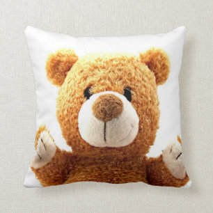 Upp nära gullig brun nalle kudde