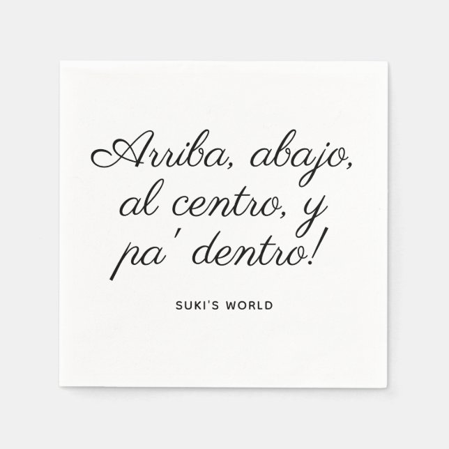 Upp Ner Mot Centrum Och In! Beställning Pappersservett (Framsidan)