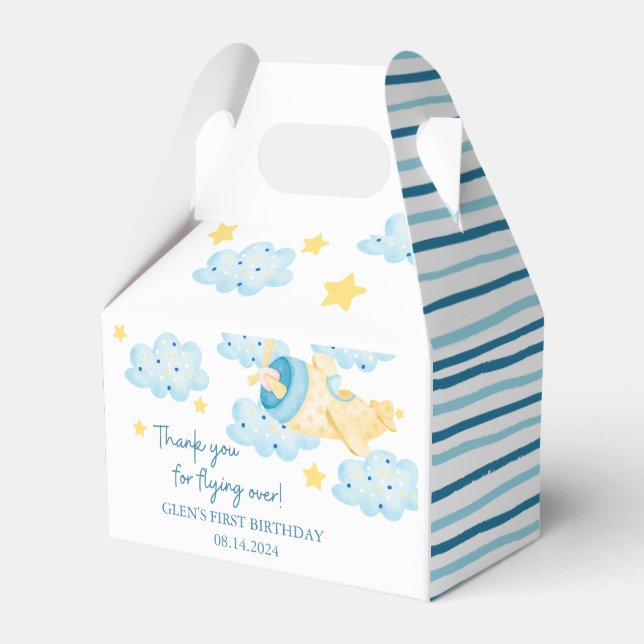 Upp- och avstigningsruta för Gult - blå flygplansr Presentaskar (Framsidan Sidan)