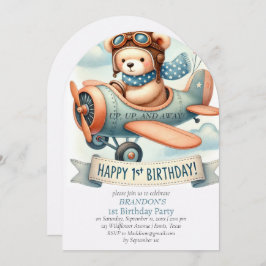 Upp och bort 1:a födelsedagstjockflygplanet inbjudningar