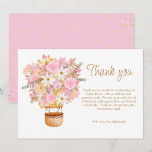Upp- och bort-Blommigt för Rosa, babystövel Tack Kort