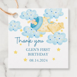 Upp och bort Gult Flygplan Tack Gåvor Etiketter