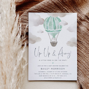Upp och bort   Luftballong Baby Shower Inbjudningar