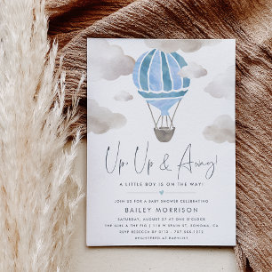Upp och bort   Luftballong Baby Shower Inbjudningar