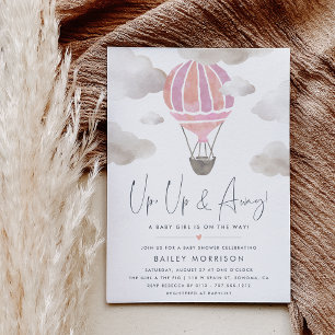 Upp och bort   Luftballong Baby Shower Inbjudningar