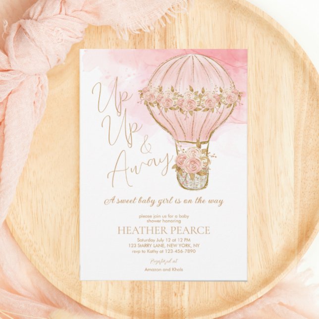 Upp och bort Ro Luftballong Baby Shower Inbjudningar (Skapare uppladdad)