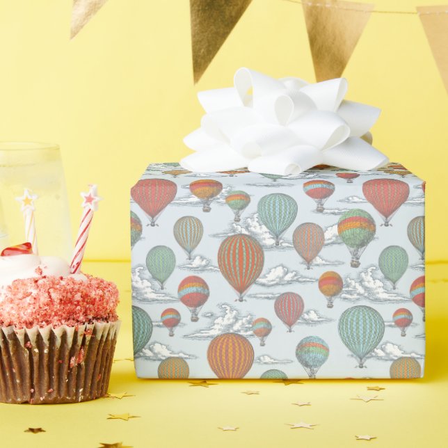 Upp- och bort-Vintage-Luftballong Presentpapper (Födelsedagsfest)
