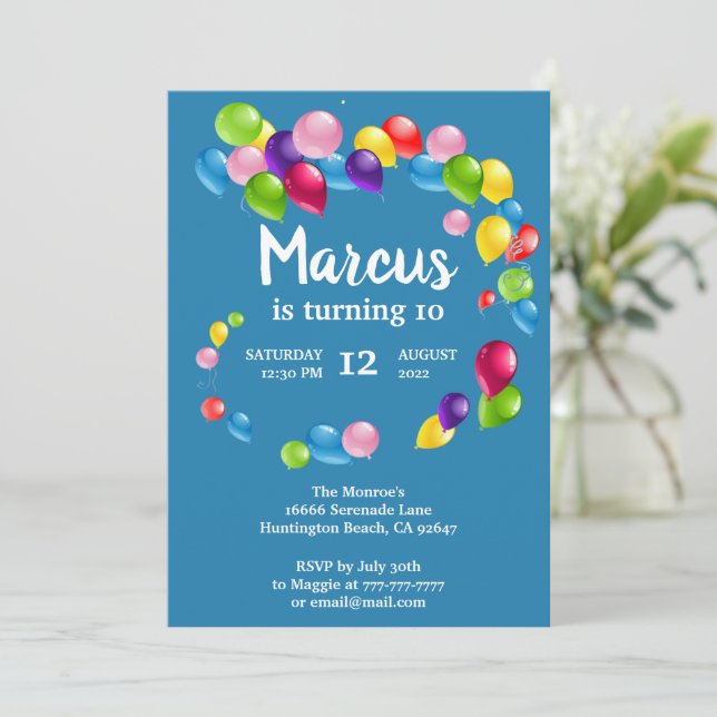 Upp- och bortbubblor Födelsedagsfest inbjudan (Stående Fram)