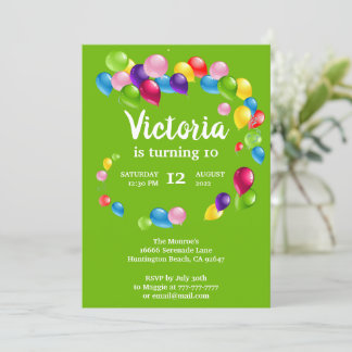 Upp- och bortbubblor Födelsedagsfest inbjudan