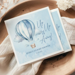 Upp och iväg! Blue Luftballong Baby Shower Pappersservett