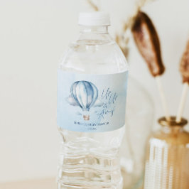 Upp och iväg! Blue Luftballong Baby Shower Vattenflaskor Etikett