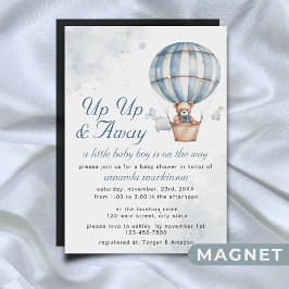 Upp och iväg! Nalle Ballon Baby Shower Magnetisk Inbjudningskort
