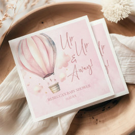 Upp och iväg! Rosa Luftballong Baby Shower Pappersservett