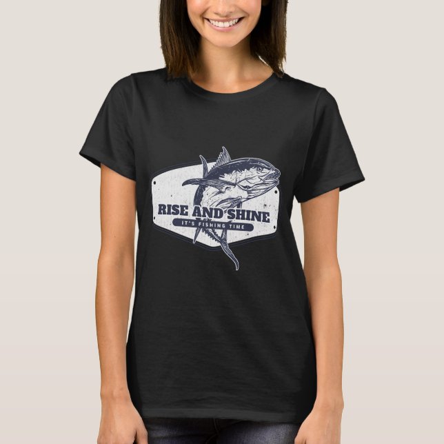 Upp och lys, det är fiske tid t shirt (Framsida)