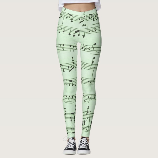Upp och ned Grönt Lakan Music Leggings (Framsida)