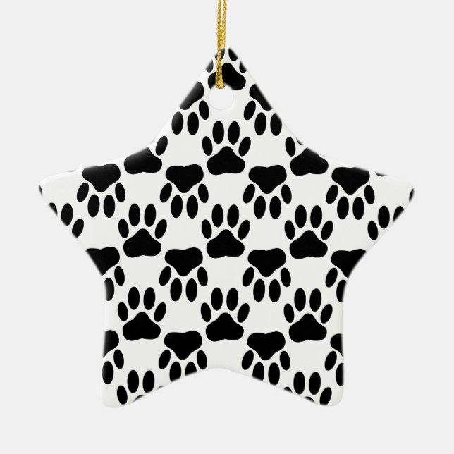 Upp och ned Hund Tass avtryck Julgransprydnad Keramik (Framsidan)