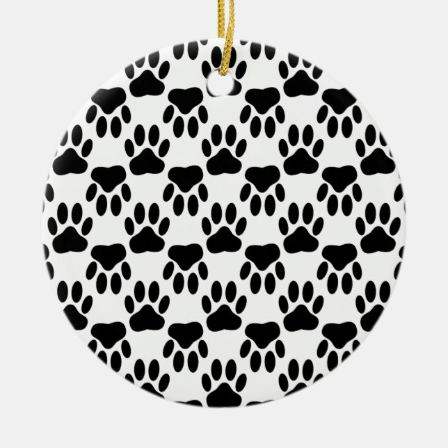 Upp och ned Hund Tass avtryck Julgransprydnad Keramik (Framsidan)