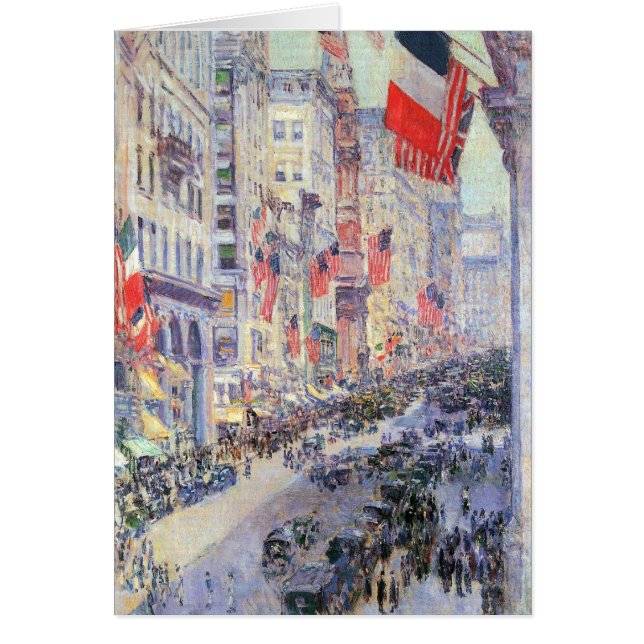 Upp på Avenue från 34th Street, maj 1917 av Hassam Hälsningskort (Framsidan)
