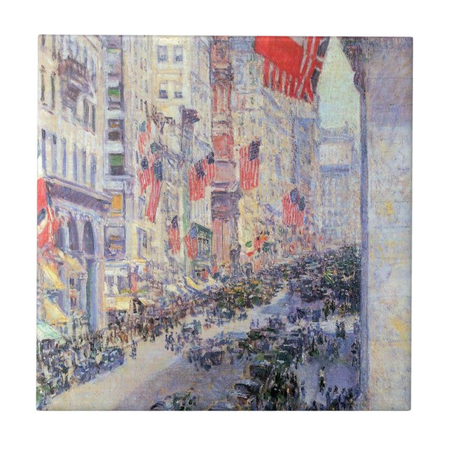 Upp på Avenue från 34th Street, maj 1917 av Hassam Kakelplatta (Framsidan)
