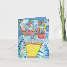 Upp på ett rooftop-märkt julklapp kort