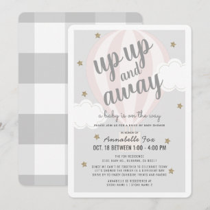 Upp på Luftballongen Rosa Drive by Baby Shower Inbjudningar