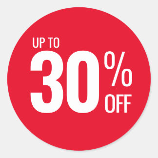 Upp till 30 % rabatt (30 % rabatt) mindre företag runt klistermärke