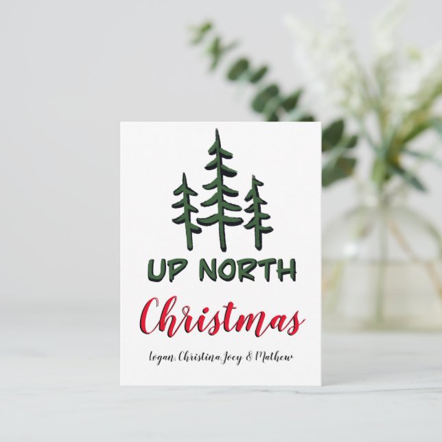 Upp till Nordjul, rustika evergreens Vykort (Stående Fram)