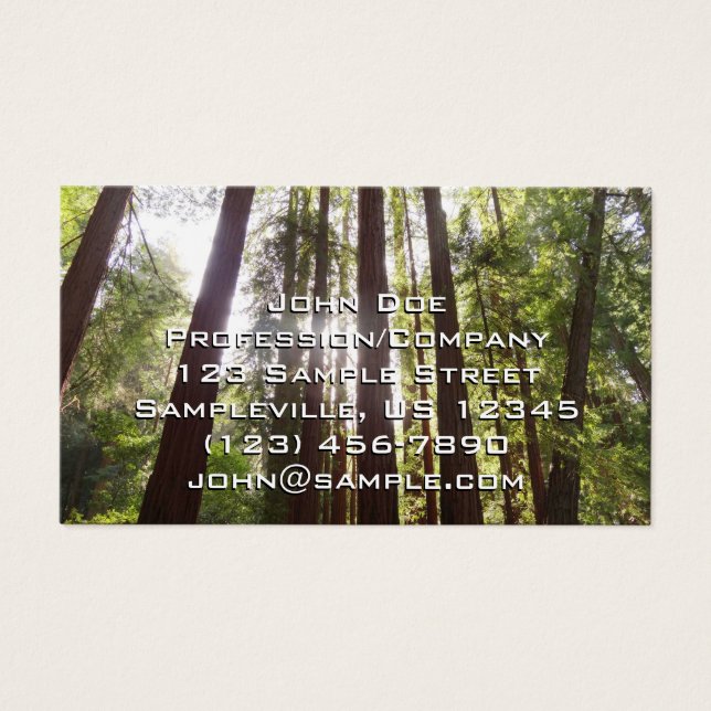 Upp till Redwoods på morgonen Visitkort (Framsidan)