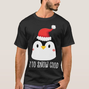Upp till Snö Bra Penguin Ansikte Santa Cute Pengui T Shirt