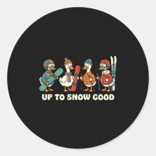 Upp till snö bra rolig gås skidåkning snowboard Pu Runt Klistermärke
