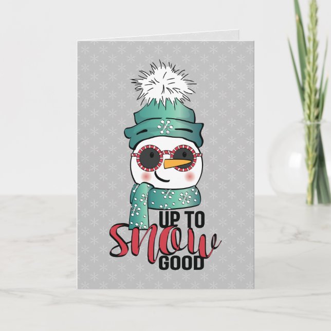 Upp till Snö Bra - Snögubbe i Hat och Scarf Kort (Framsida)