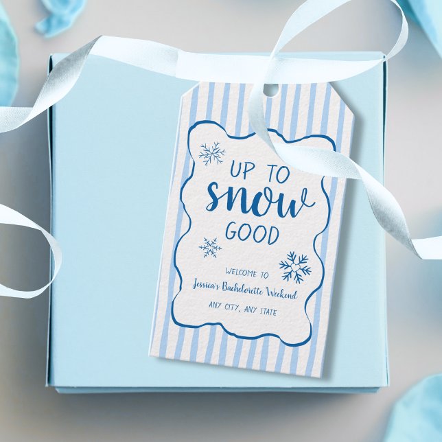 Upp till snö god vinter snöflinga möhippa presentetikett (Up To Snow Good Winter Snowflake Bachelorette Gift Tags)
