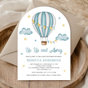Upp Upp och Bort Blå Varm Luft Ballong Baby Shower Inbjudningar