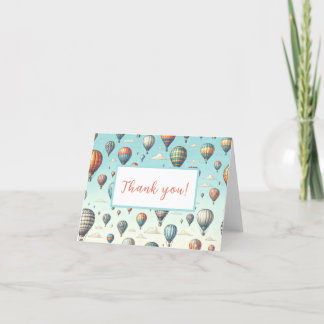 Upp, Upp och Bort! Whimsical varmluftsballonger Tack Kort