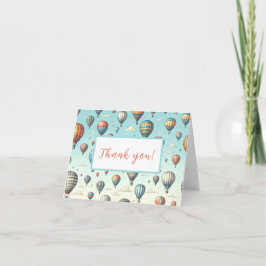 Upp, Upp och Bort! Whimsical varmluftsballonger Tack Kort