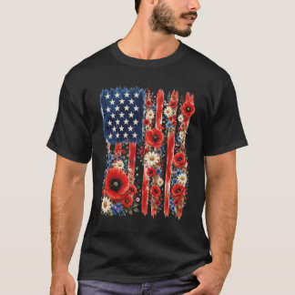 upp vit -Minnesdagen Röd Vallmo Blomma Amerikansk T Shirt