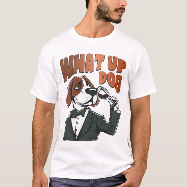 Uppåt Hund T Shirt (Framsida)