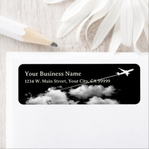 Uppåt i flygkontrail på hög höjd över Himmel Returadress Etikett