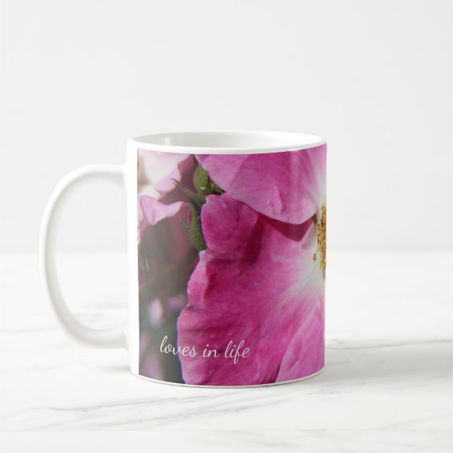 Uppåt-nära rosa ros kaffemugg (Vänster)