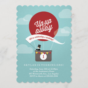 Uppåt och bort från födelsedagen inbjudningar