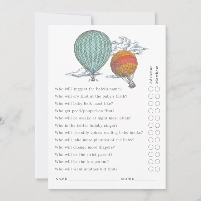 Uppåt och bort Luftballong för överordnad Frågetid Inbjudningar (Framsida)