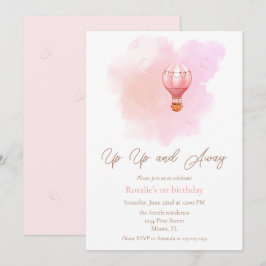 Uppåt och bort Luftballong Första födelsedag Inbjudningar