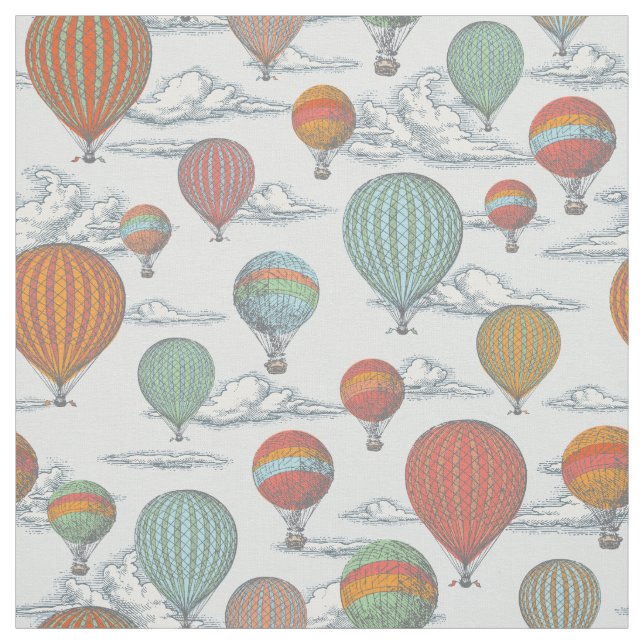 Uppåt och bort Vintage Luftballong Fabric Tyg (Provkarta)