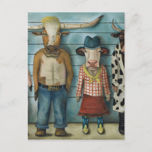 Uppåt på rad av nötkreatur vykort (Framsida)