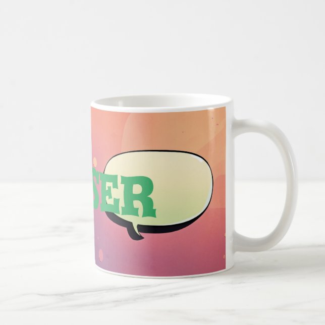 "Uppåt stängningsuttryck: Anpassningsbar Text Mugg (Höger)