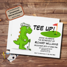 Uppåt tröttad Golf Dinosaur Player-Tecknad