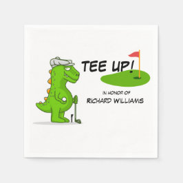 Uppåt tröttad Golf Dinosaur Player-Tecknad Pappersservett